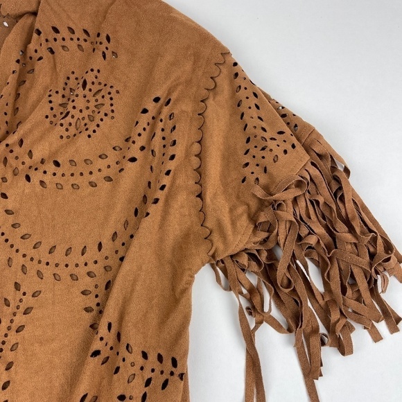 Xhilaration Cardigan Womens XS/S Brown Fringe Open Front - Picture 4 of 10
